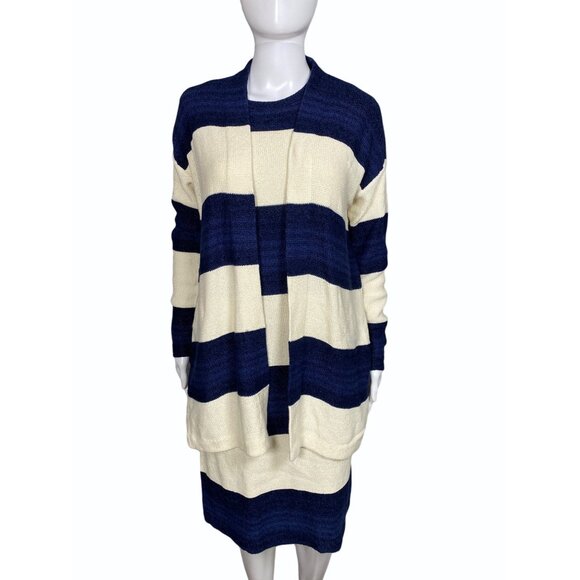Ralph Lauren Womens M 2pc Linen Cotton Striped Sweater Dress Cardigan Set - Picture 4 of 11